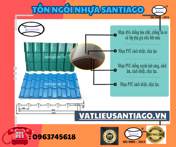cấu tạo ngói nhựa santiago